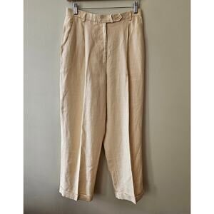 Vintage Lord & Taylor Women's Linen Trousers, Size 10P Butter Yellow Pleated